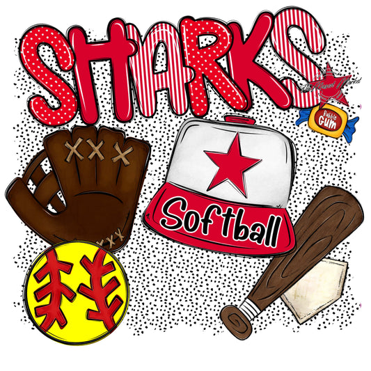 Sharks Softball Spirit-Red