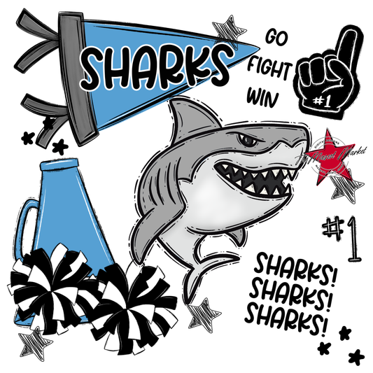 Sharks Spirit Design-Carolina Blue