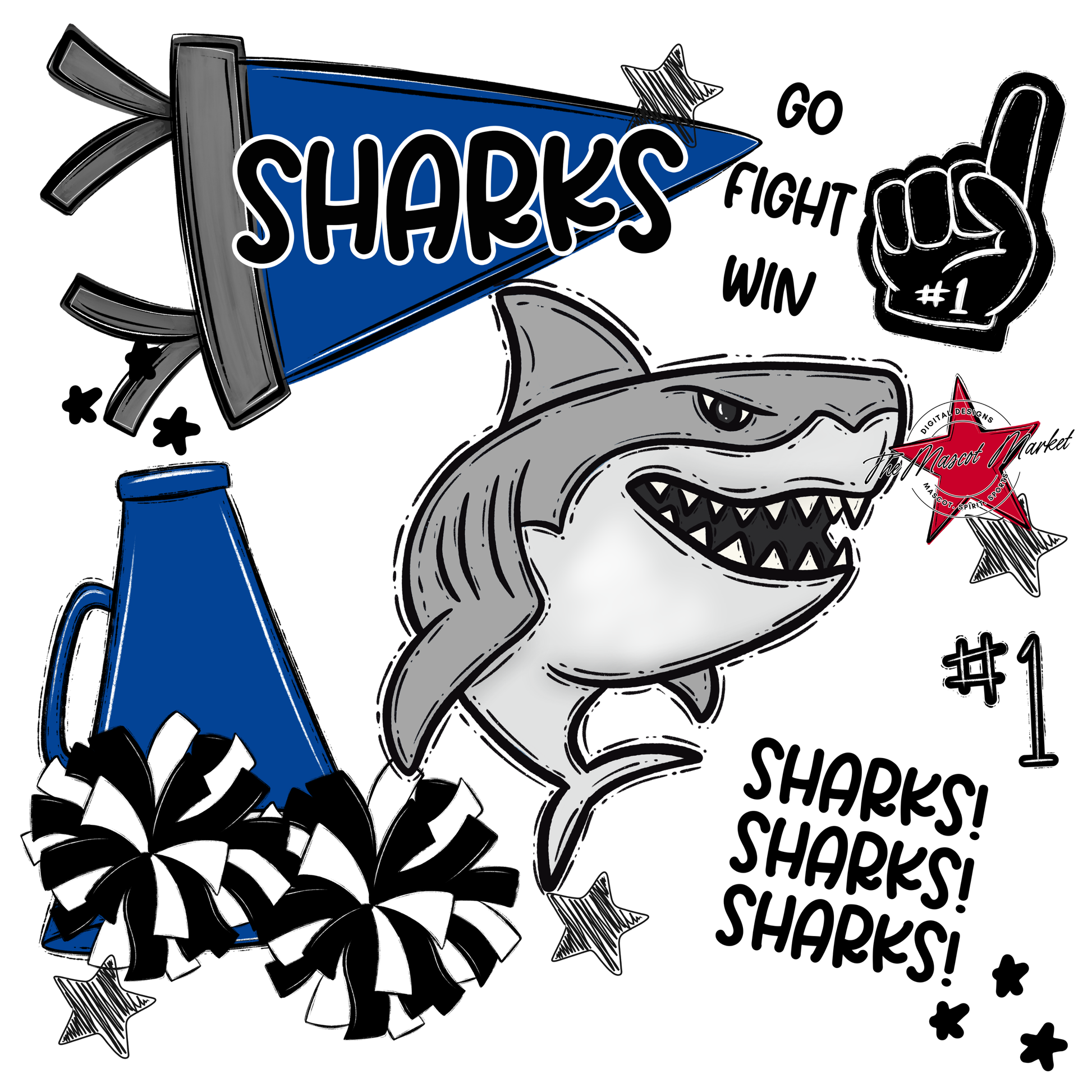Sharks Spirit Design-Off Blue