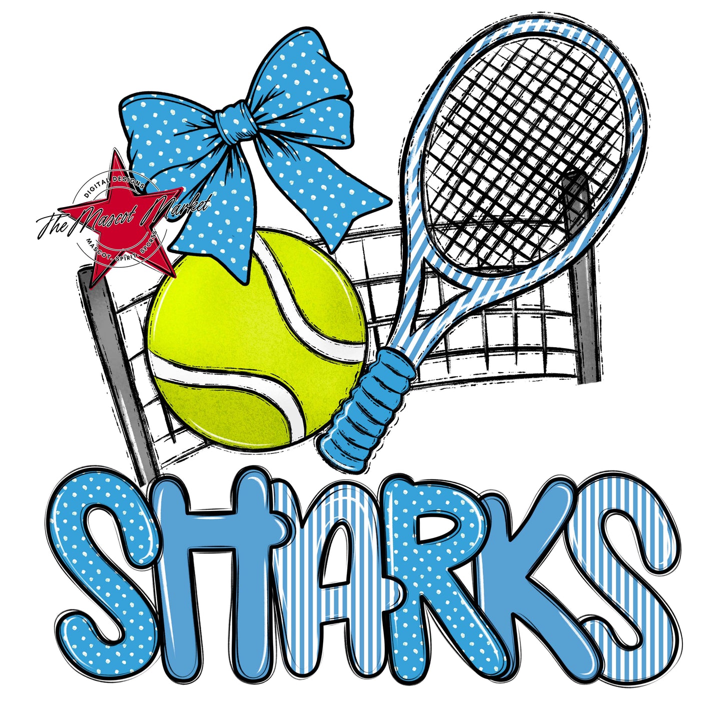 Sharks Tennis Spirit Design-Carolina Blue