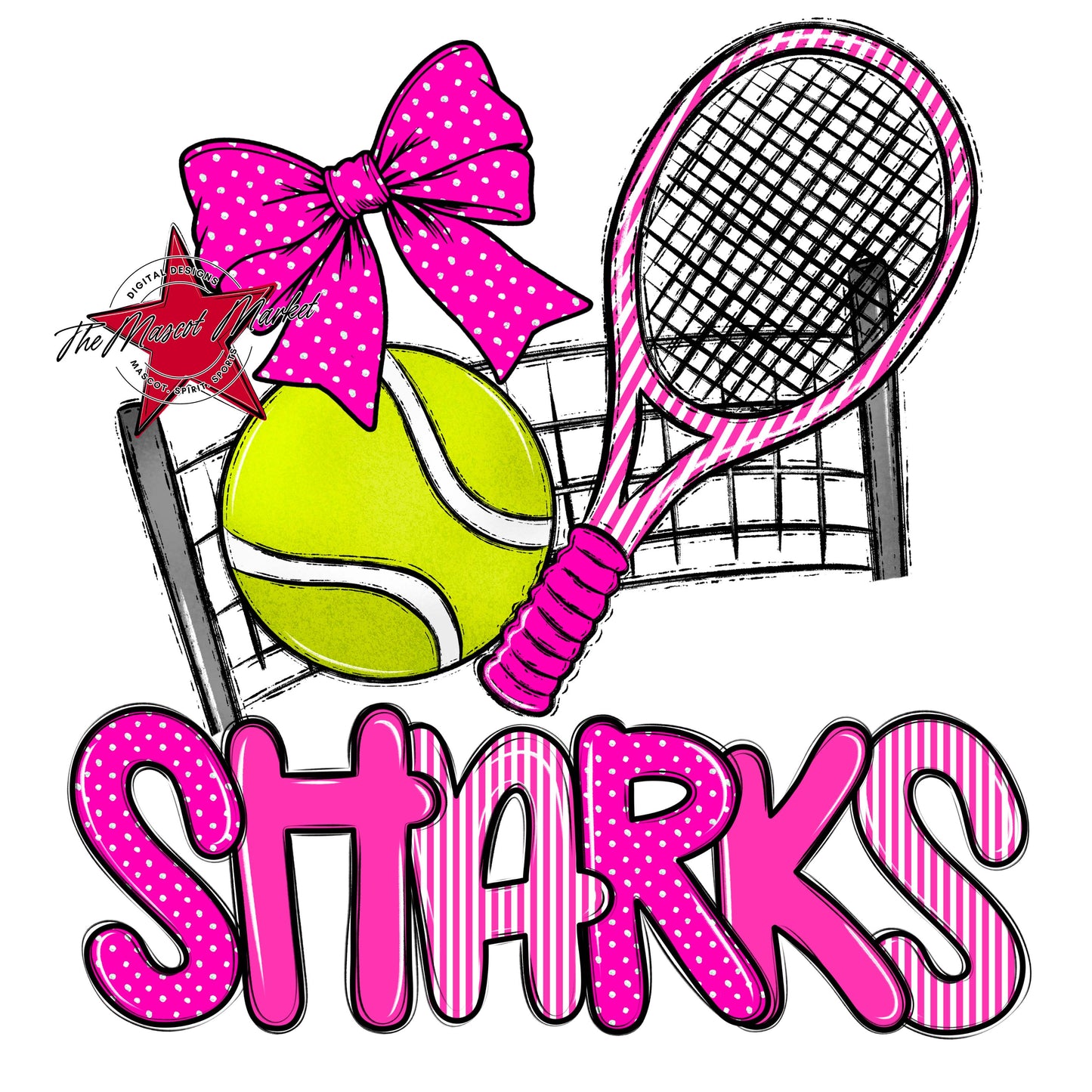 Sharks Tennis Spirit Design-Pink