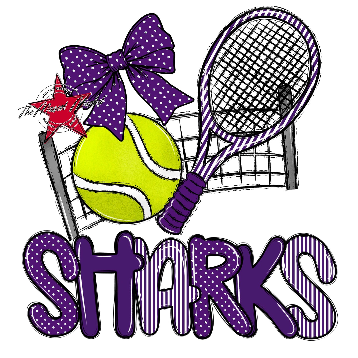 Sharks Tennis Spirit Design-Purple
