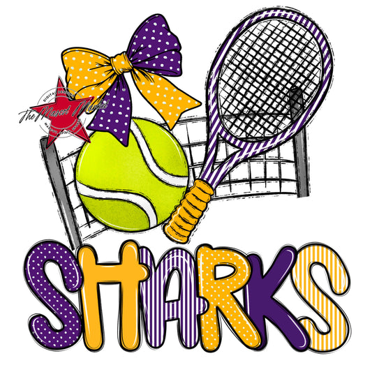 Sharks Tennis Spirit Design-Purple & Yellow