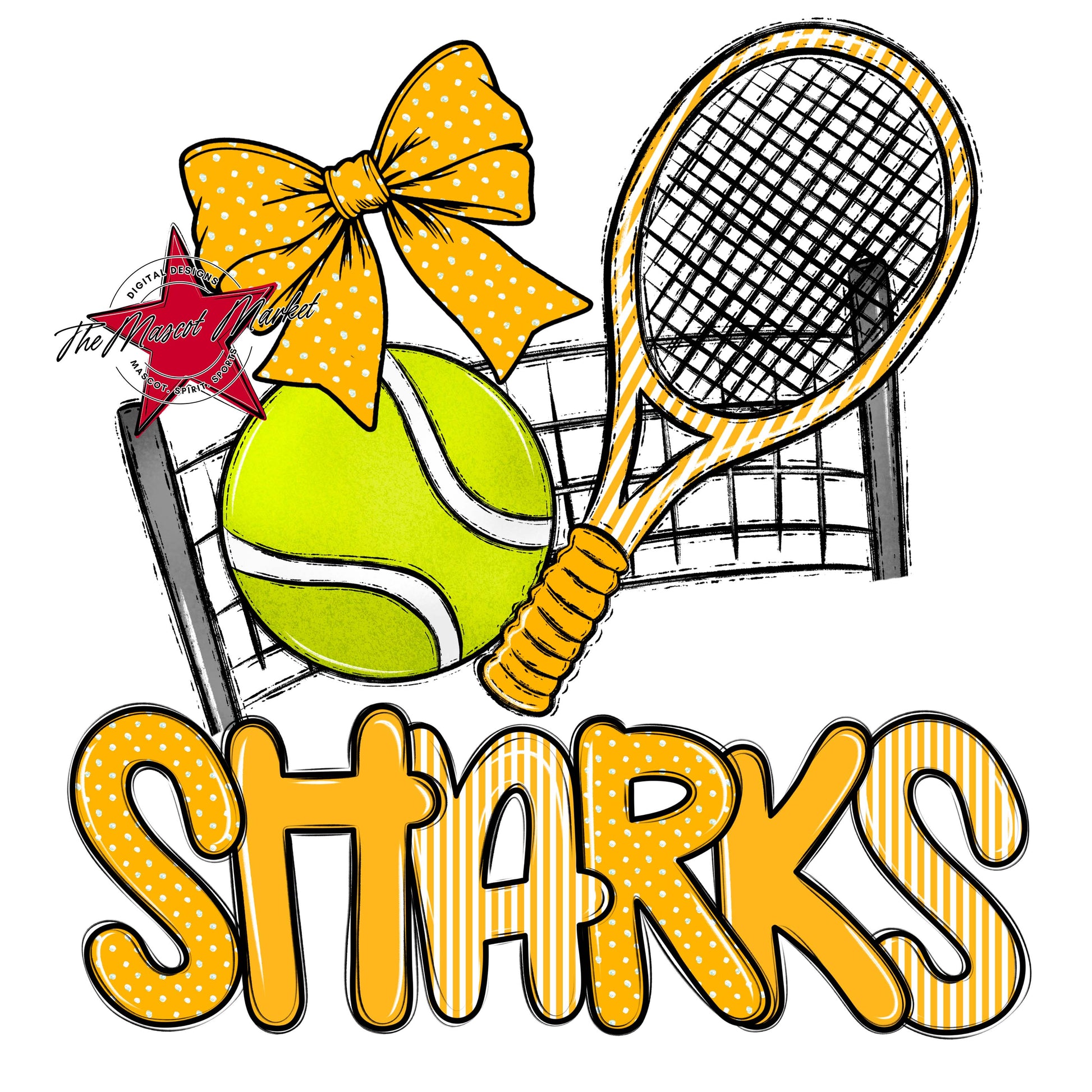 Sharks Tennis Spirit Design-Yellow