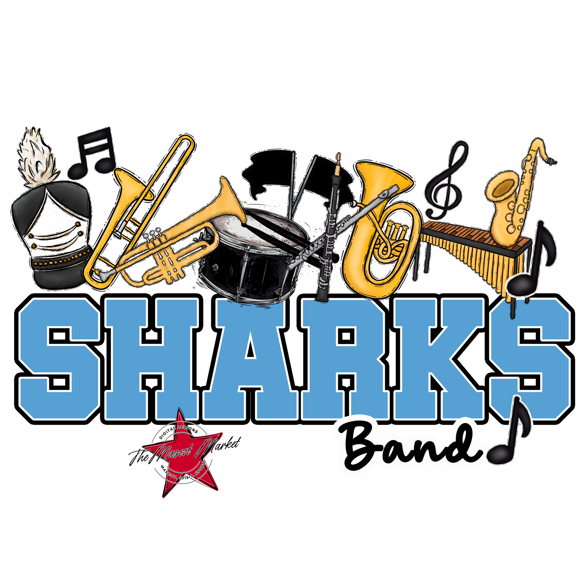 Sharks Varsity Band-Carolina Blue
