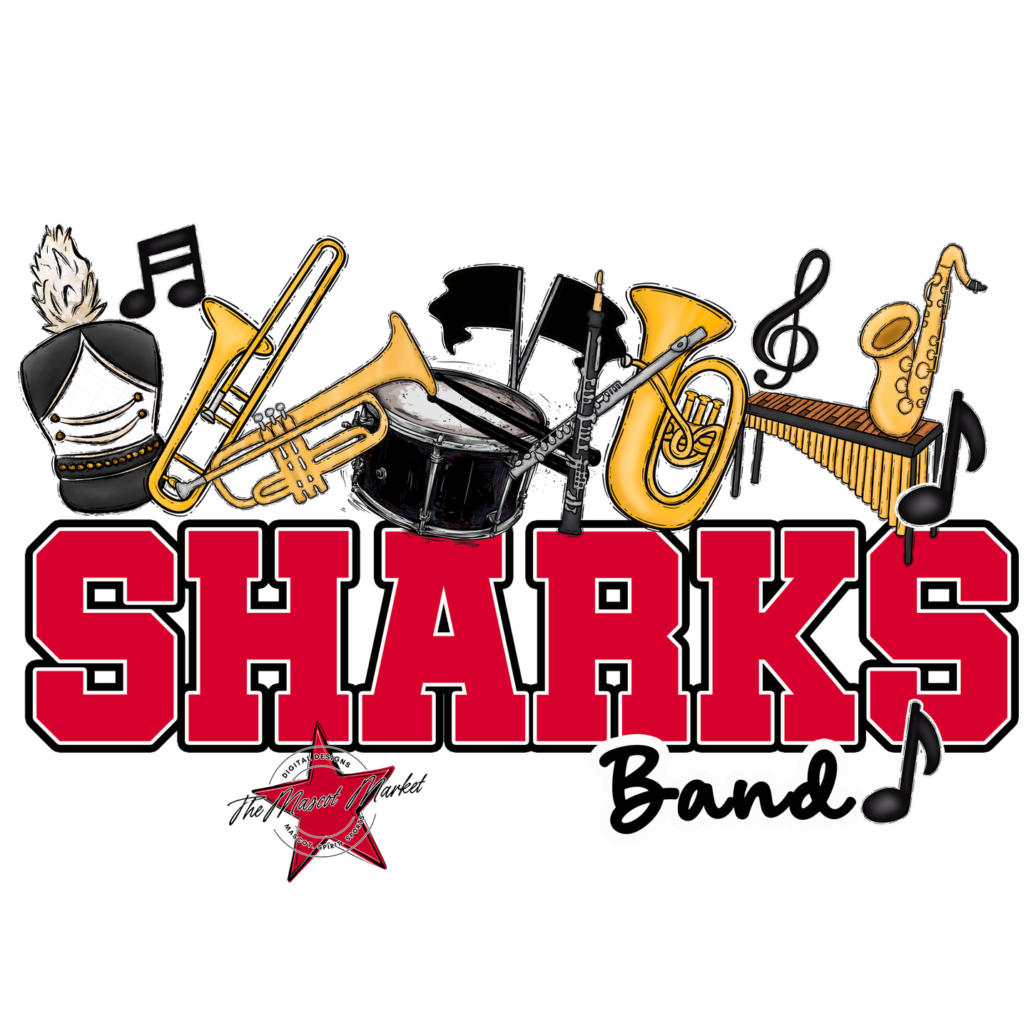 Sharks Varsity Band-Red