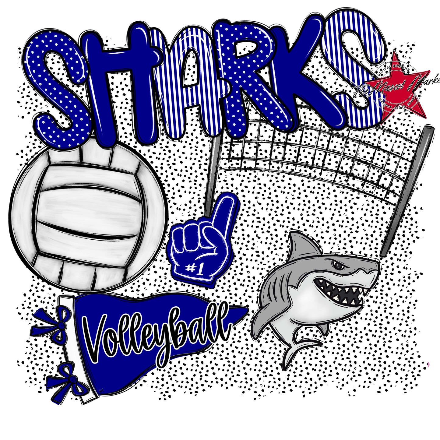 Sharks Volleyball Spirit-Blue