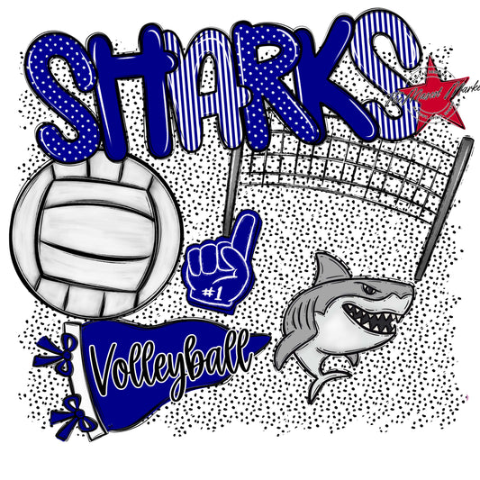 Sharks Volleyball Spirit-Blue