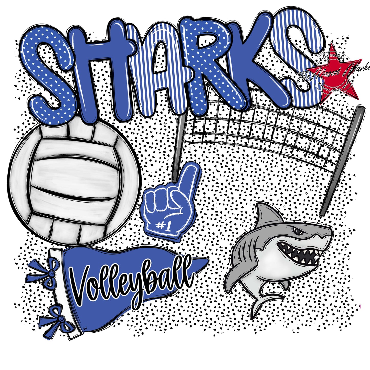 Sharks Volleyball Spirit-Off Blue