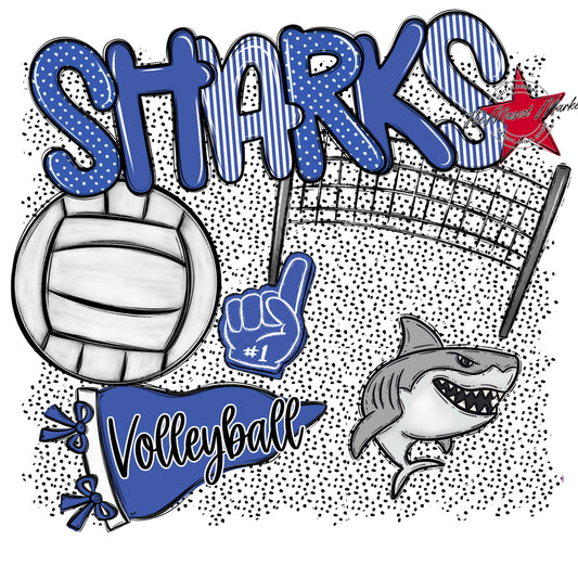 Sharks Volleyball Spirit-Off Blue