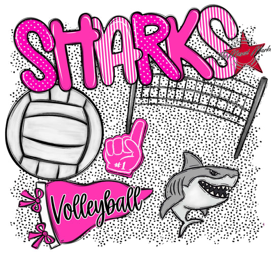 Sharks Volleyball Spirit-Pink