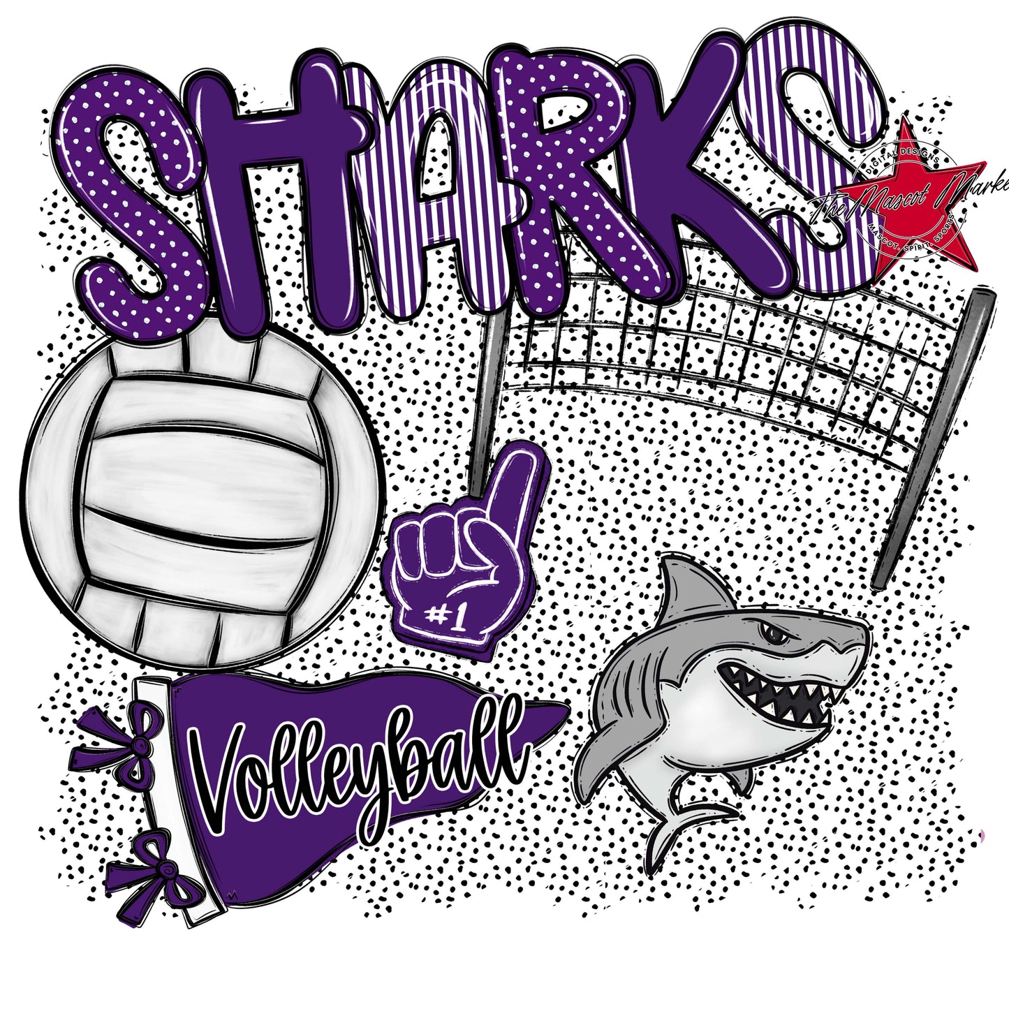 Sharks Volleyball Spirit-Purple