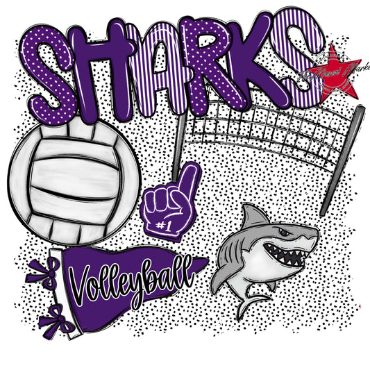 Sharks Volleyball Spirit-Purple