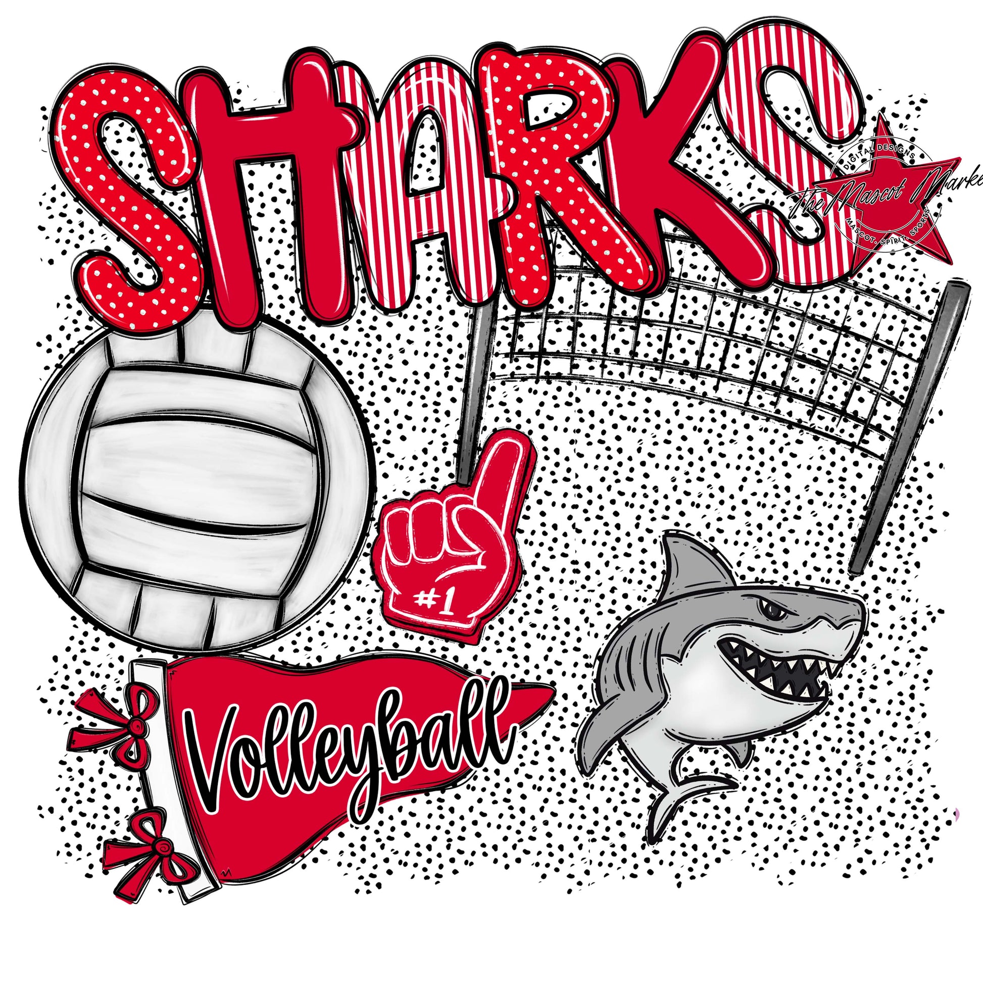 Sharks Volleyball Spirit-Red