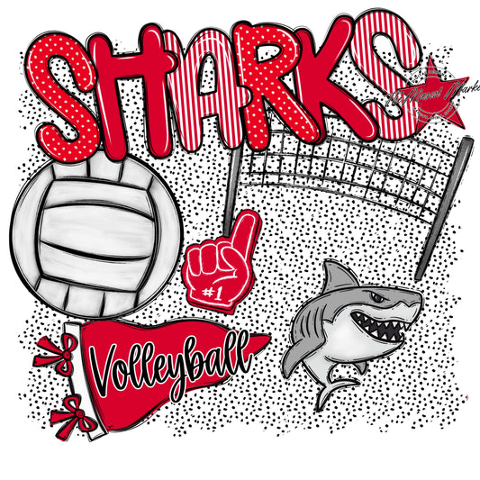 Sharks Volleyball Spirit-Red