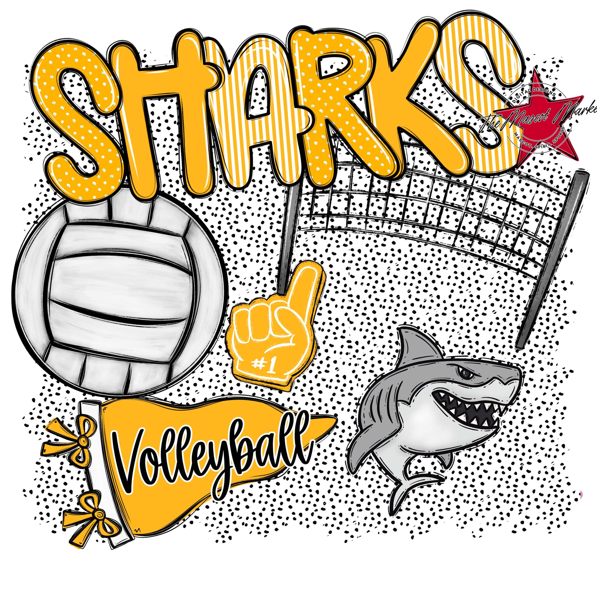 Sharks Volleyball Spirit-Yellow