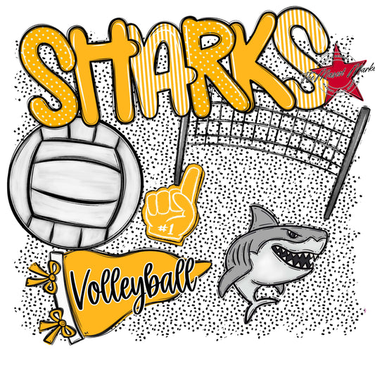 Sharks Volleyball Spirit-Yellow