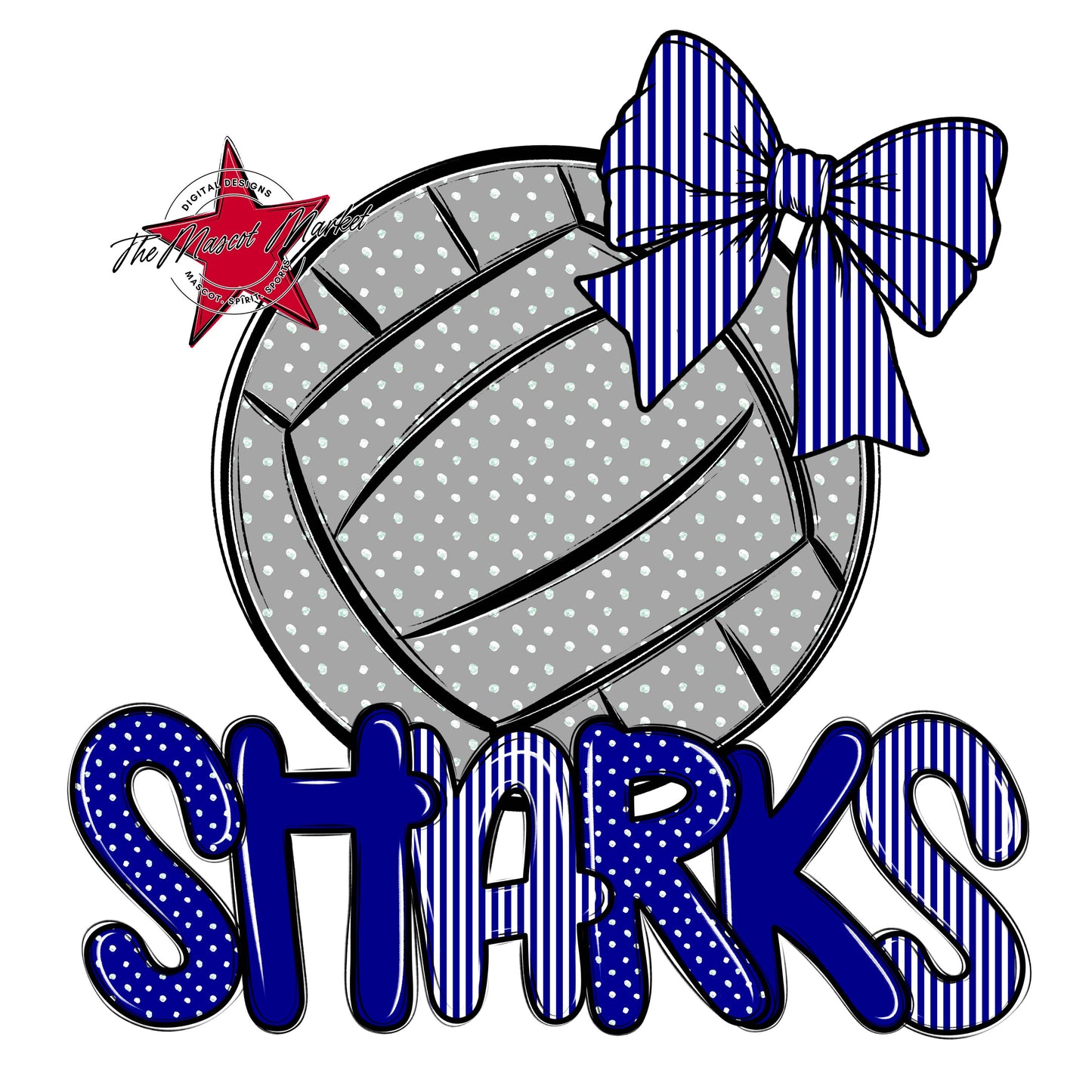 Sharks Volleyball Spirit Design-Blue