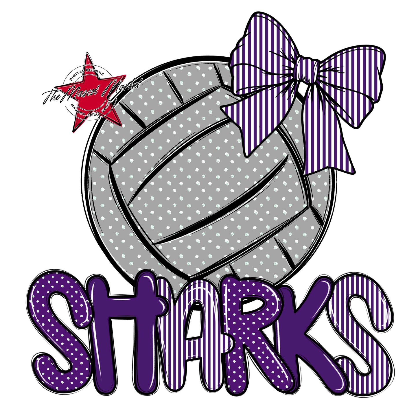 Sharks Volleyball Spirit Design-Purple