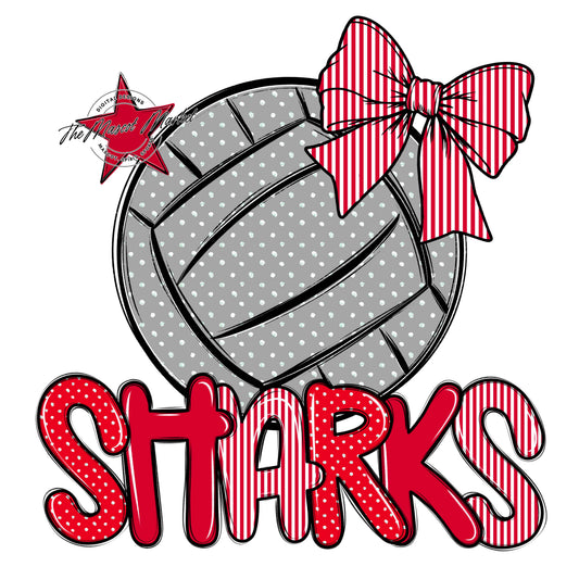 Sharks Volleyball Spirit Design-Red
