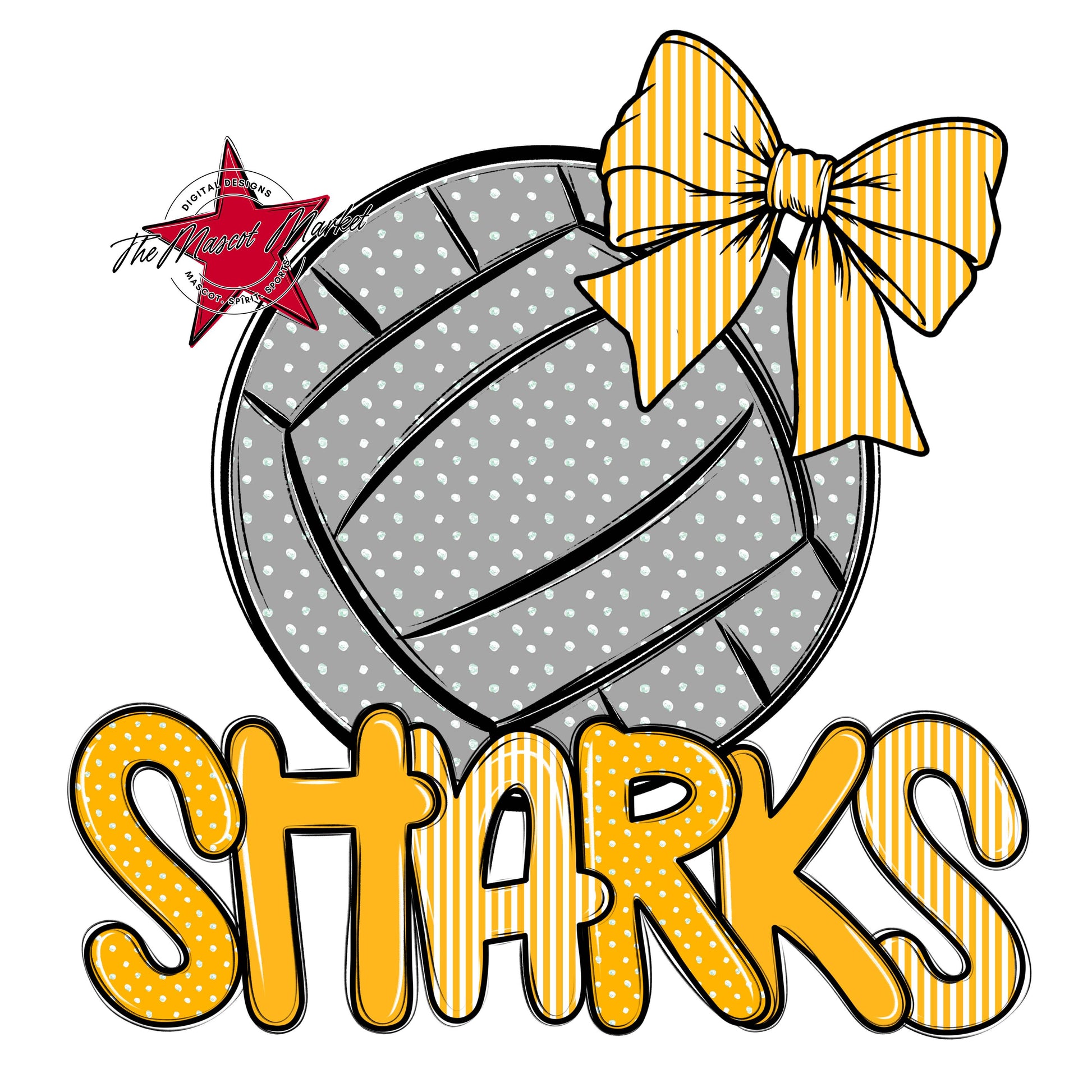 Sharks Volleyball Spirit Design-Yellow