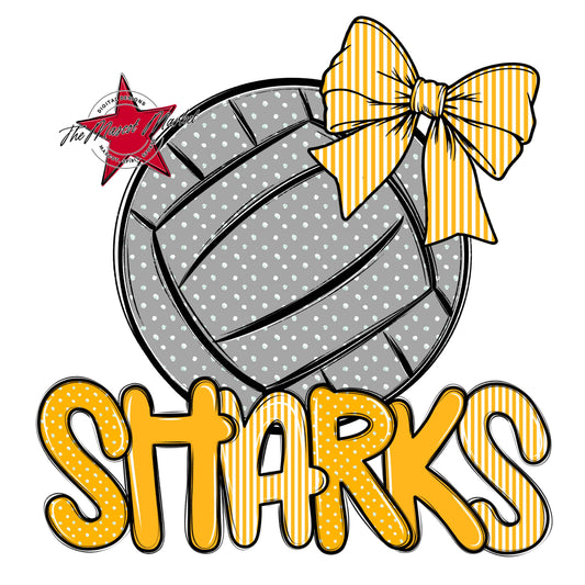 Sharks Volleyball Spirit Design-Yellow