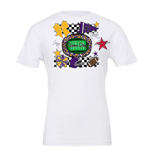 Game Day Checkers Spirit Design-Purple-Yellow