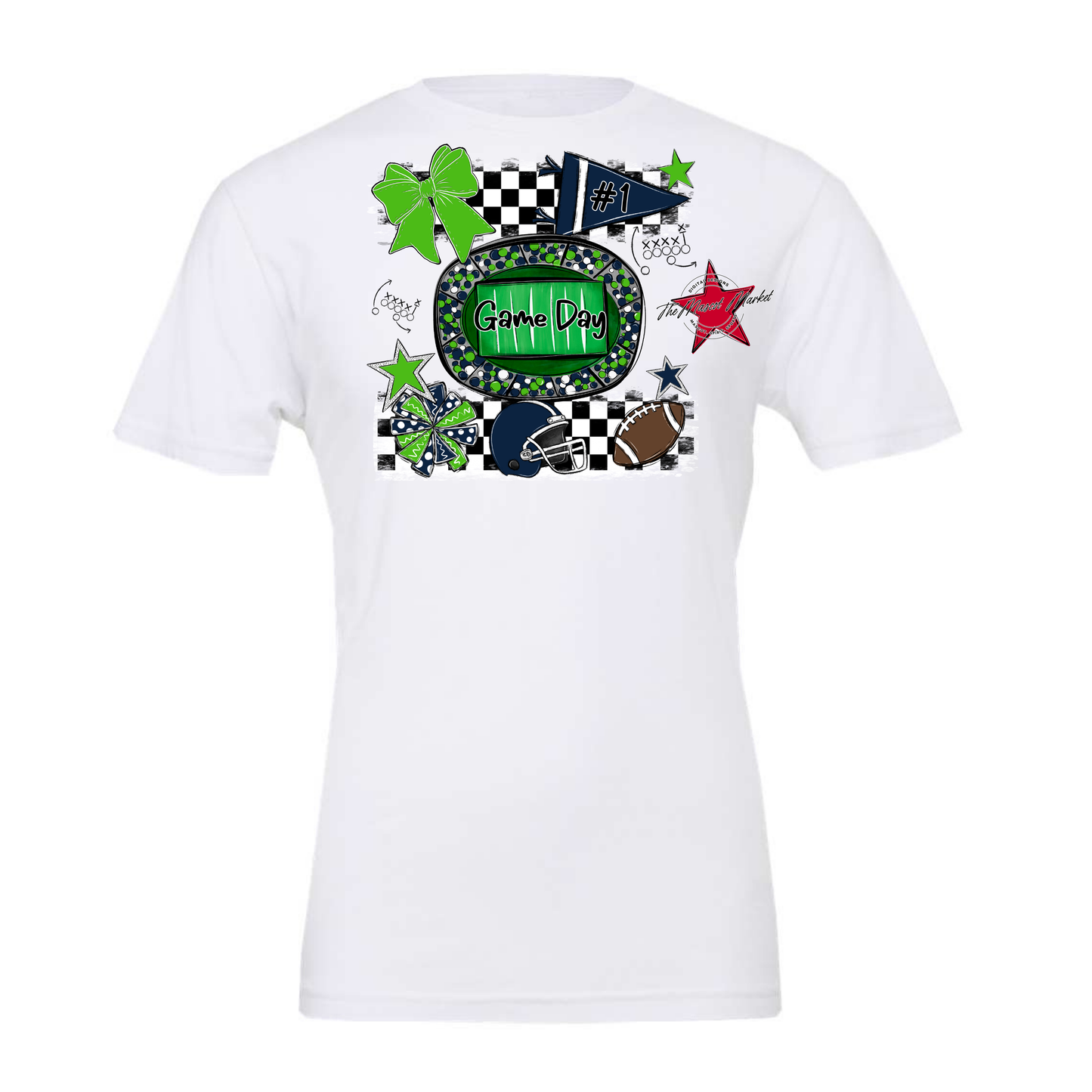 Game Day Checkers Spirit Design-Navy-Bright Green