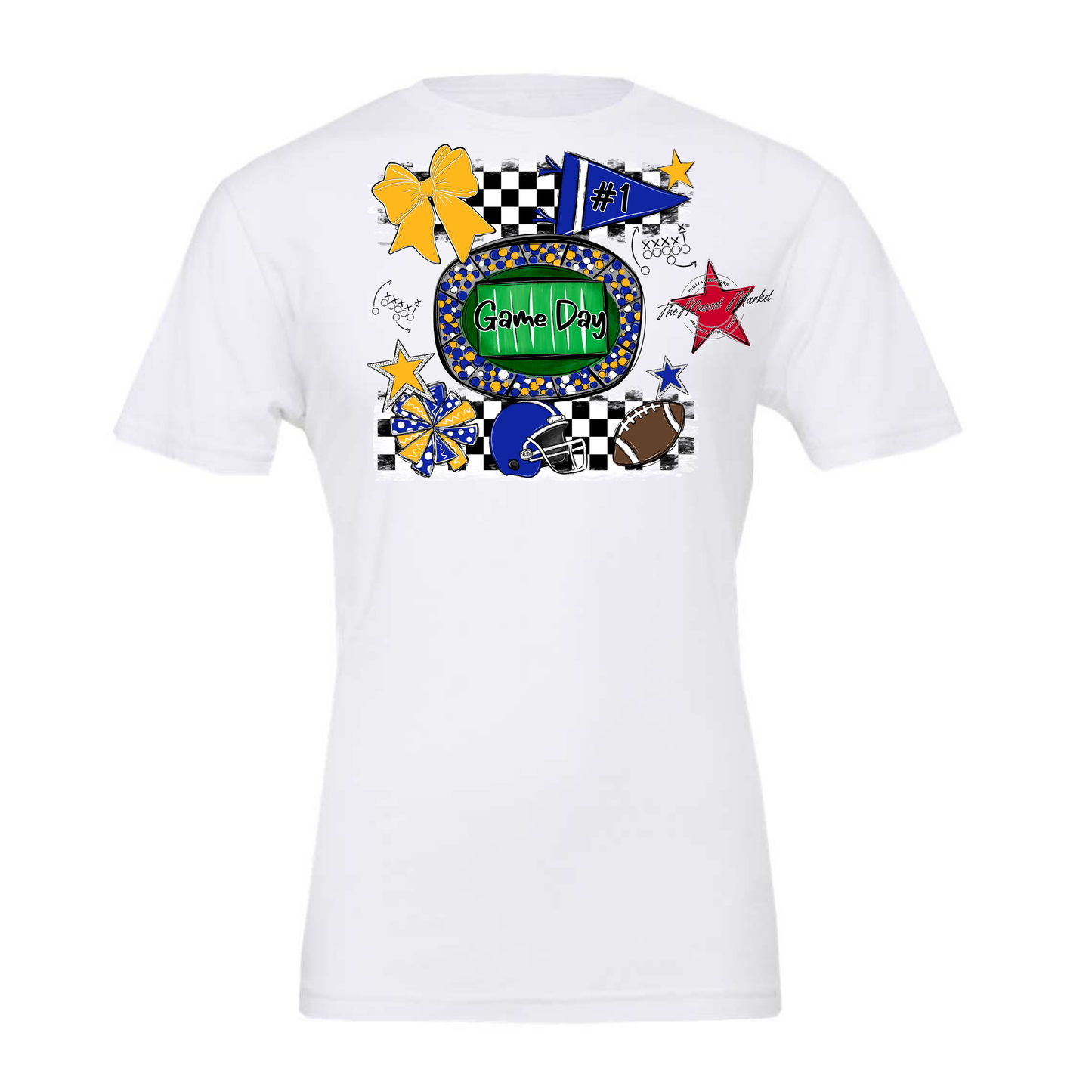 Game Day Checkers Spirit Design-Royal Blue-Yellow