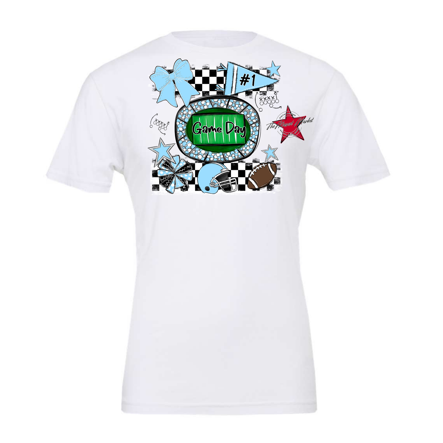 Game Day Checkers Spirit Design-Columbia Blue