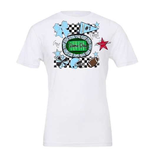Game Day Checkers Spirit Design-Columbia Blue