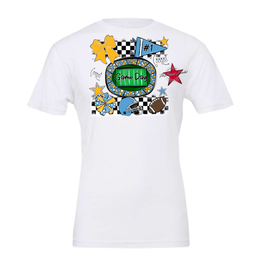Game Day Checkers Spirit Design-Carolina Blue-Yellow