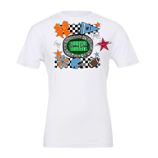 Game Day Checkers Spirit Design-Carolina Blue-Orange