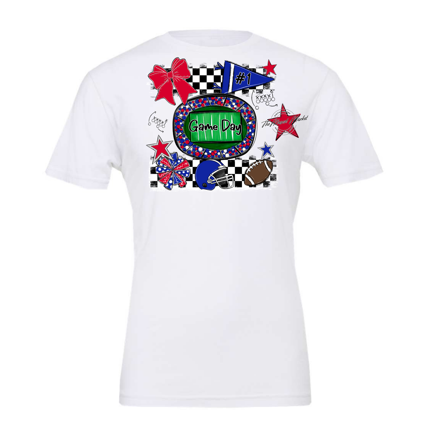 Game Day Checkers Spirit Design-Royal Blue-Red