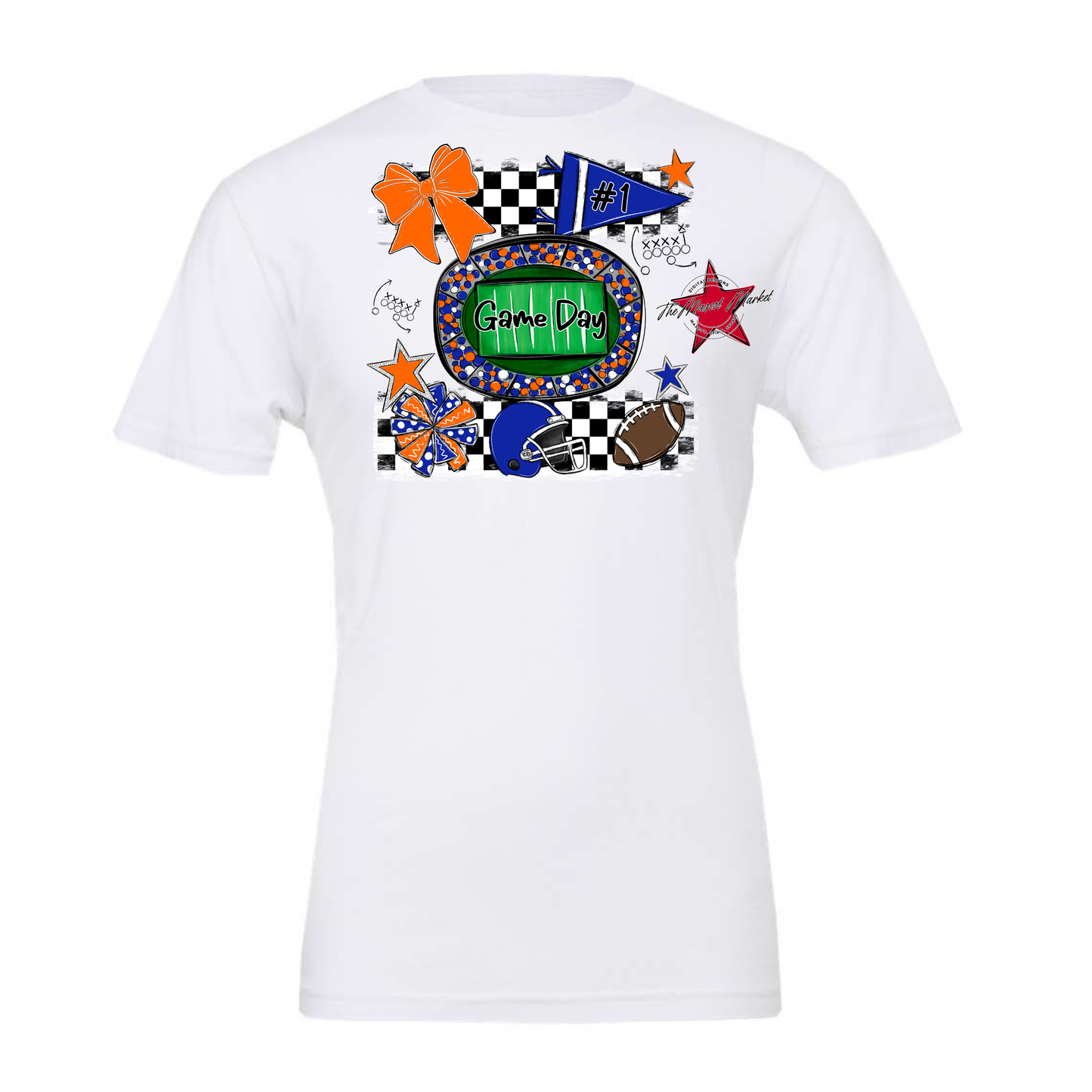 Game Day Checkers Spirit Design-Royal Blue-Orange
