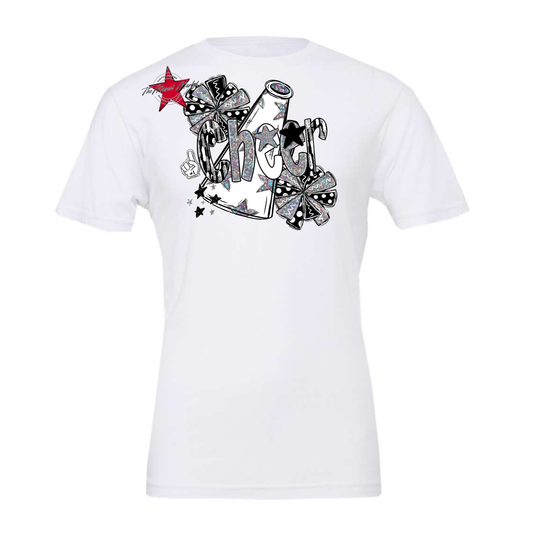 Cheer Megaphone Scrape Holigraphic-Black & White