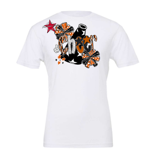 Cheer Megaphone Scrape Black-Burnt Orange