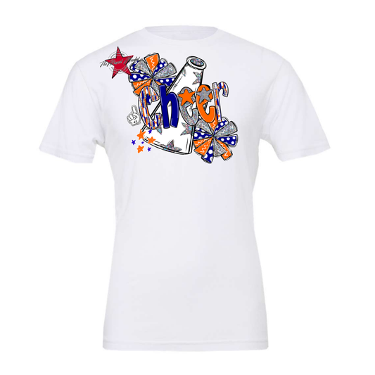 Cheer White Megaphone Scrape-Blue-Orange