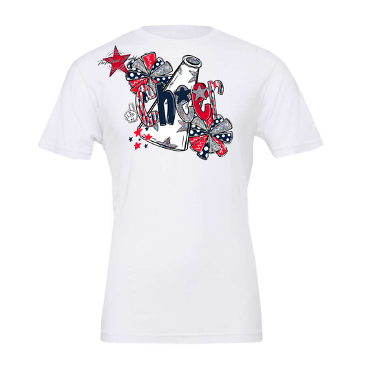 Cheer White Megaphone Scrape-Navy-Red