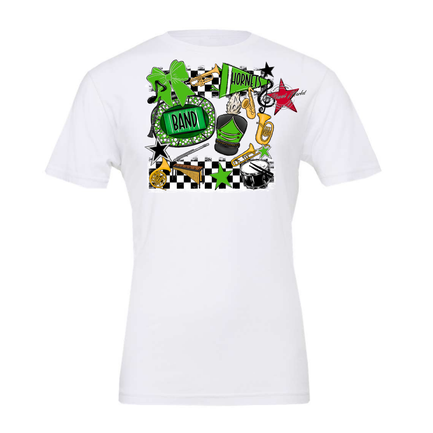 Hornets Checkers Band Spirit Design-Bright Green