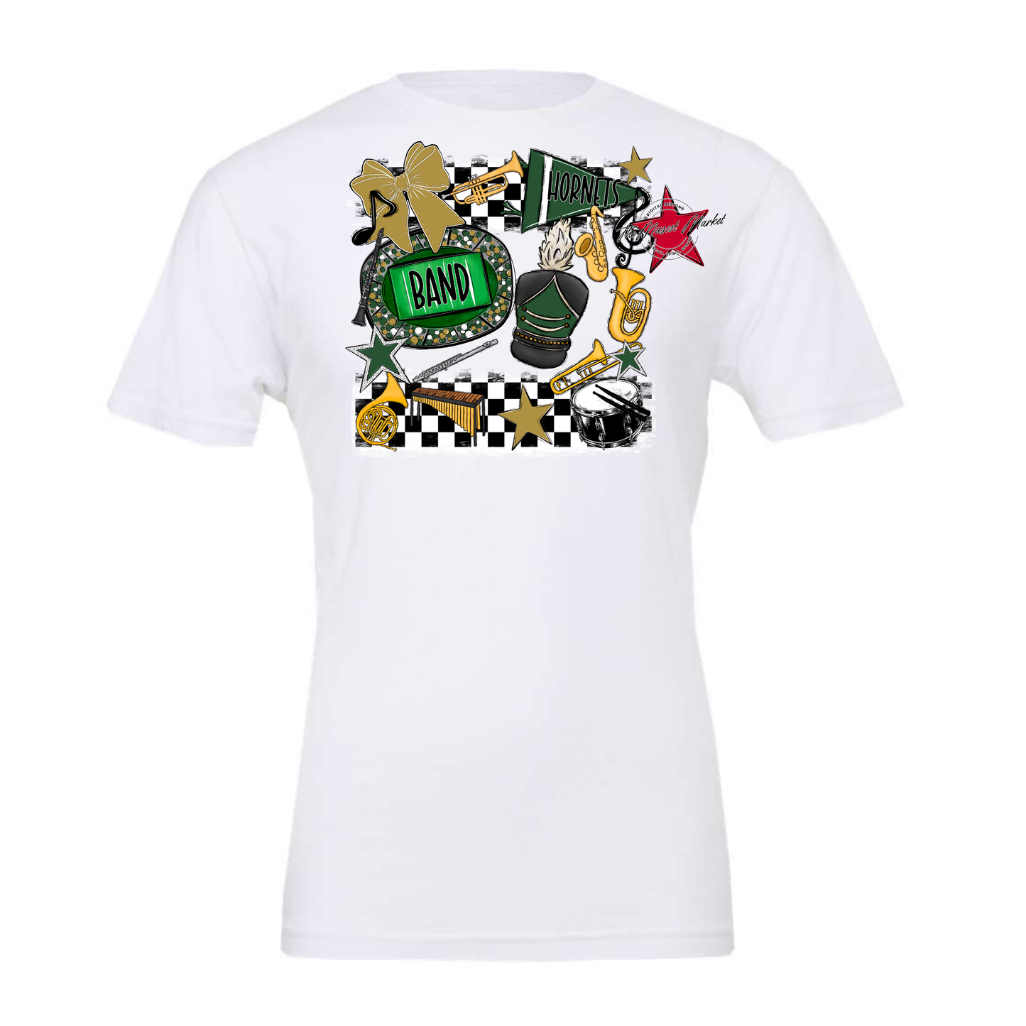 Hornets Checkers Band Spirit Design-Green-Gold