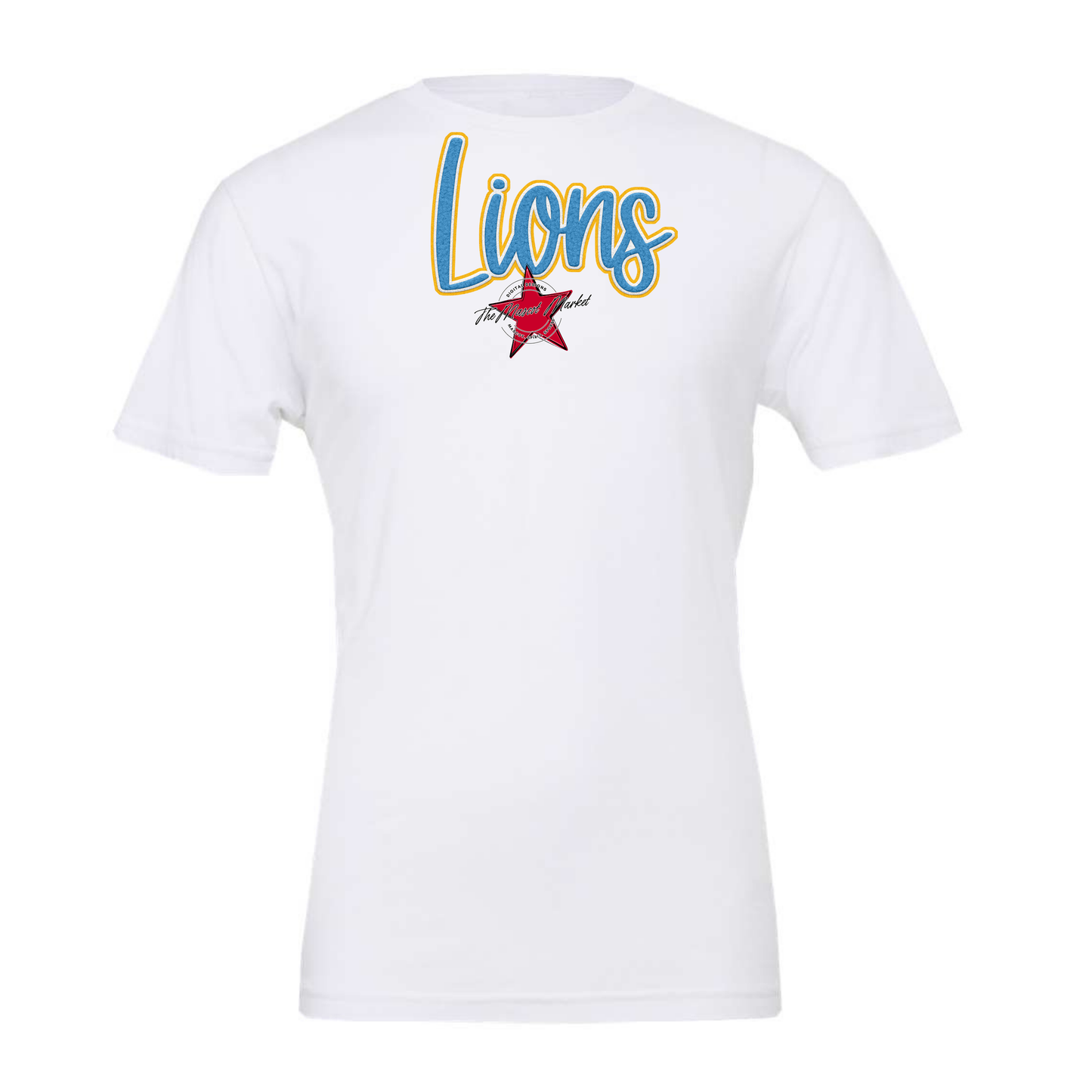 Lions Faux Chenille Patch-Carolina Blue-Yellow