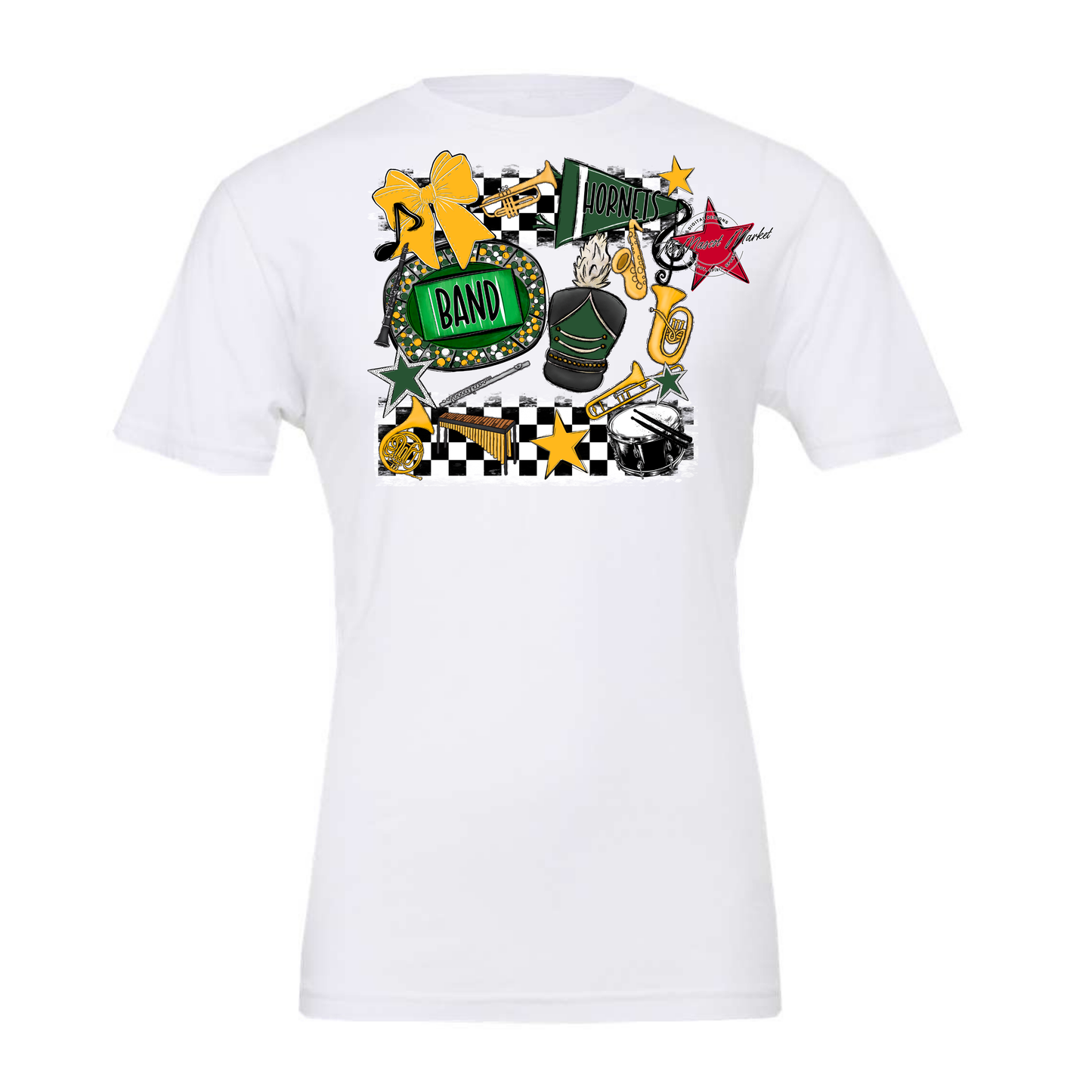 Hornets Checkers Band Spirit Design-Green-Yellow
