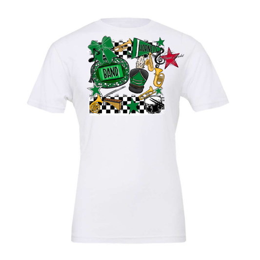 Hornets Checkers Band Spirit Design-Kelly Green