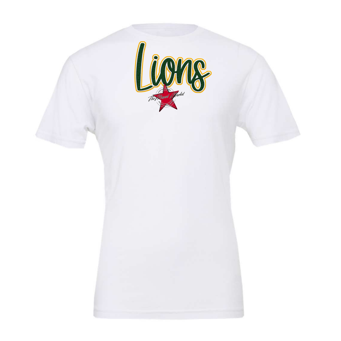 Lions Faux Chenille Patch-Green-Yellow