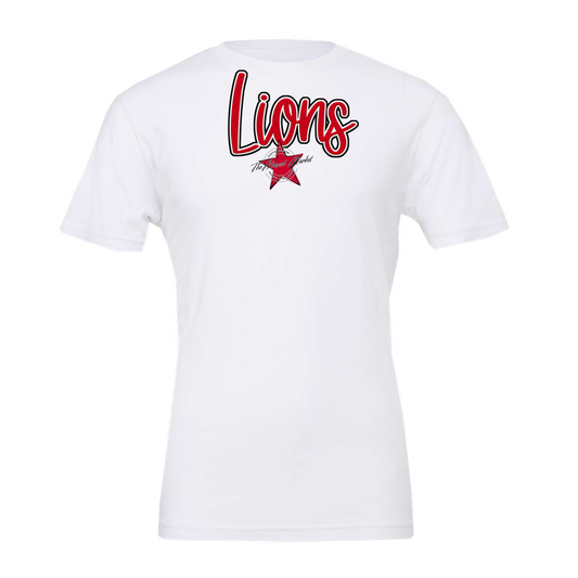 Lions Faux Chenille Patch-Red