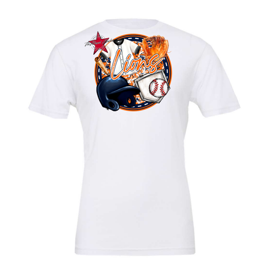 Lions Circle Baseball Design-Navy-Orange