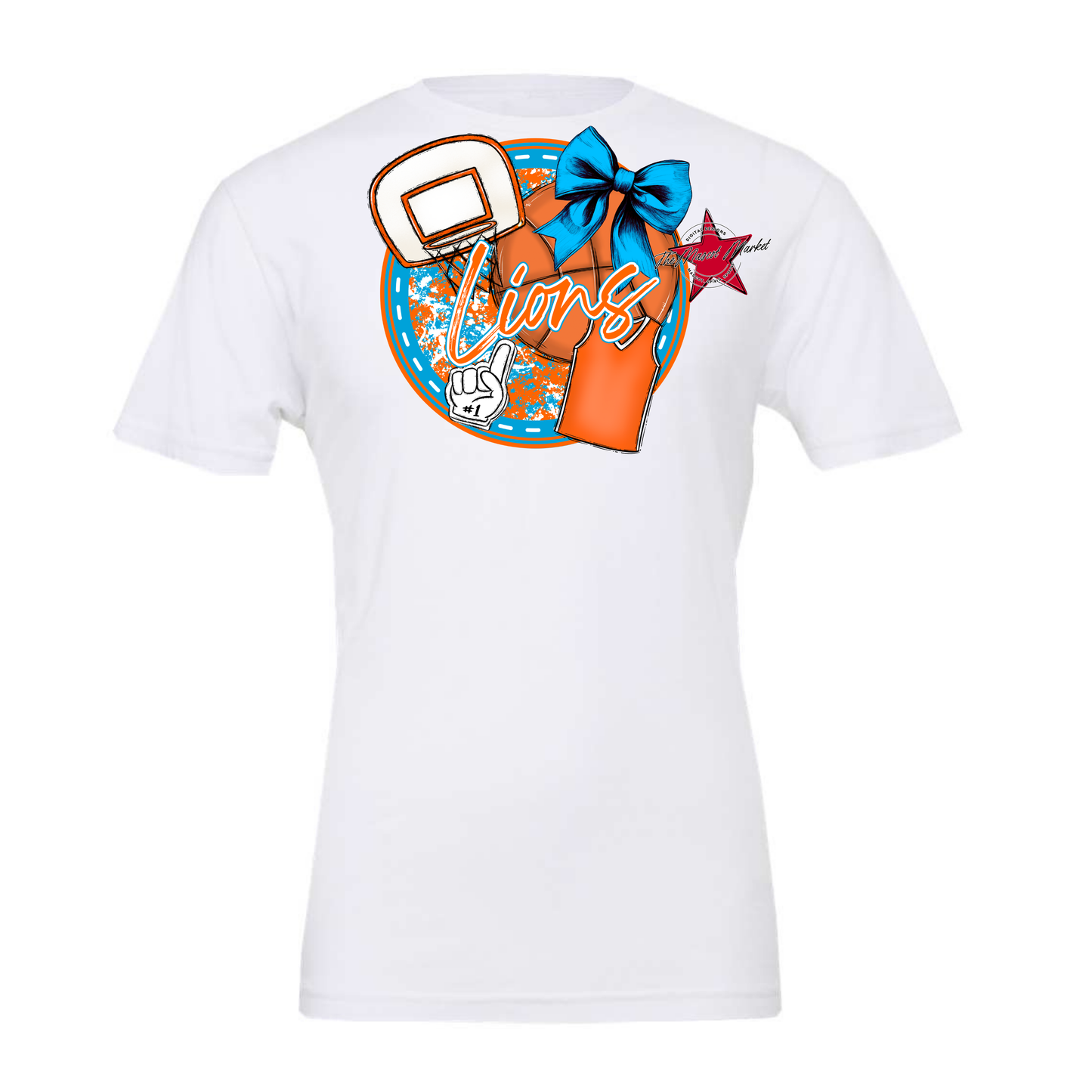 Lions Circle Basketball Design-Carolina Blue-Orange