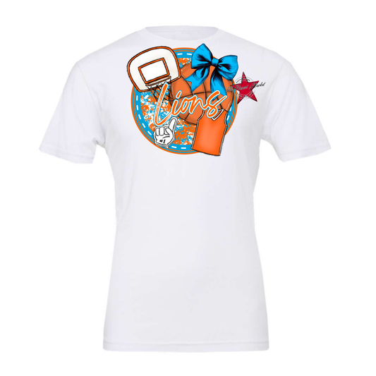 Lions Circle Basketball Design-Carolina Blue-Orange