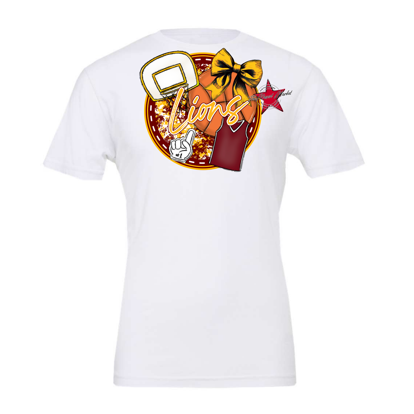 Lions Circle Basketball Design-Maroon-Yellow